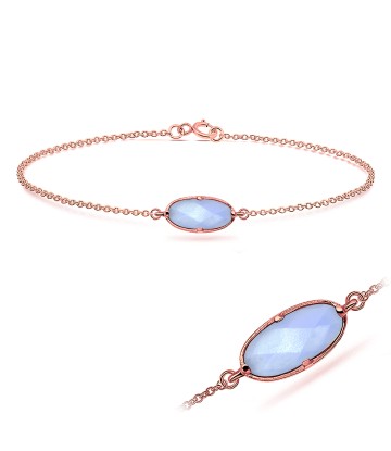 Blue Chalcedony Ellipse Shape Bracelet BRS-387-RO-GP